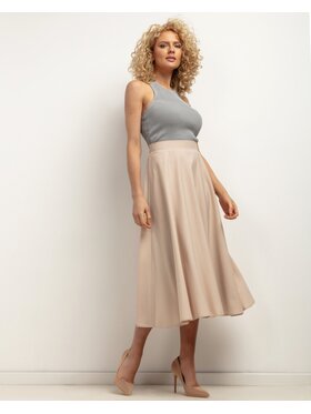 Tessita Tessita Spódnica midi SPÓDNICA_T440 _7_XL Beżowy Flared Fit