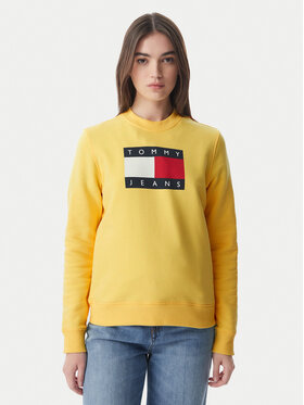 Tommy Jeans Tommy Jeans Džemperis ar kapuci Flag DW0DW22564 Gaiši dzeltena Regular Fit