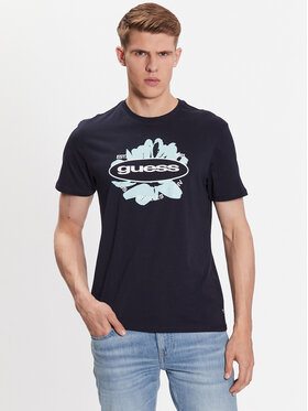 Guess Guess T-krekls Logo M3GI61 K9RM1 Tumši zils Slim Fit