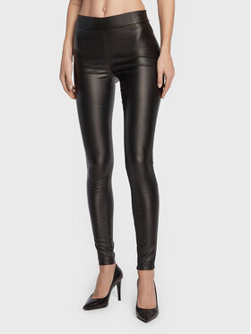 Rinascimento Rinascimento Nohavice z imitácie kože CFC0110200003 Čierna Slim Fit