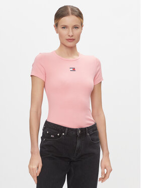 Tommy Jeans Tommy Jeans T-Shirt Badge DW0DW17881 Różowy Slim Fit
