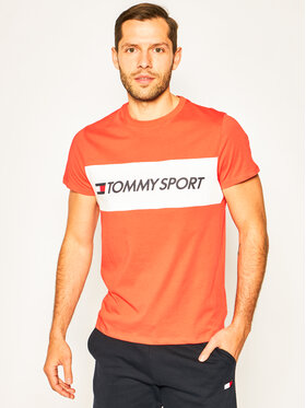 Tommy Sport Marškinėliai Colourblock Logo S20S200375 Oranžinė Regular Fit
