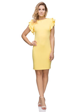 Tessita Tessita Sukienka elegancka T165 Żółty Straight Fit