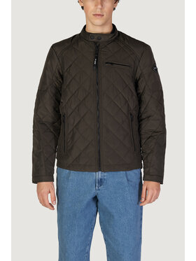 REPLAY REPLAY Kurtka skórzana POLY OXFORD Zielony Regular Fit