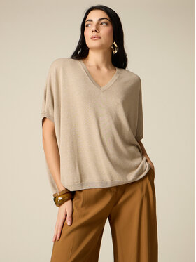 Oltre Oltre Sweter M287E002316N002 Kremowy Regular Fit