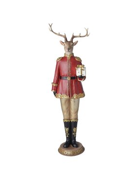 MIAhome MIAhome Figurka renifer w mundurze z prezentem Czerwony