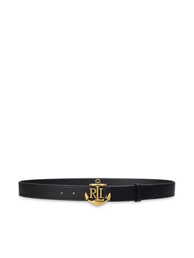 LAUREN RALPH LAUREN LAUREN RALPH LAUREN Pasek Damski Anchor-Logo Skinny Leather Belt 412957004001 Czarny