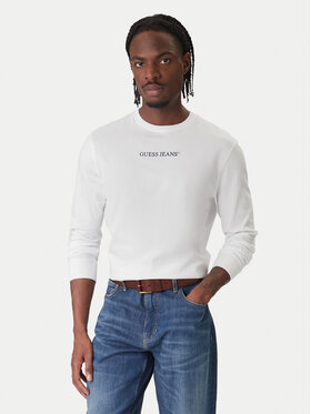 Guess Jeans Guess Jeans Pikkade varrukatega T-särk M5RI84 K8HM0 Valge Regular Fit