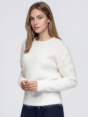 Ombre Ombre Sweter OW-SW-E0048 Beżowy jasny Regular Fit