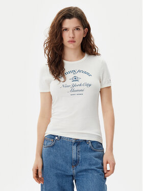 Tommy Jeans Tommy Jeans Tričko Nyc Ringer DW0DW20323 Écru Slim Fit