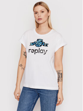 Replay Replay T-Shirt W3525A.000.20994 Biały Regular Fit