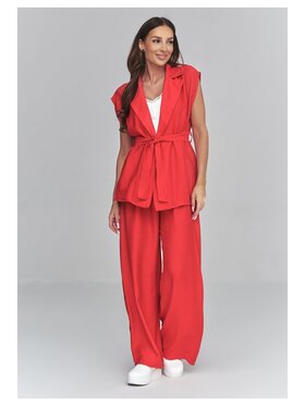 Makadamia Makadamia Komplet bluzka i spodnie C69 Czerwony Loose Fit