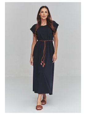 Makadamia Makadamia Sukienka codzienna C67 Niebieski Loose Fit