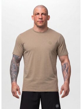 PITBULL PITBULL Koszulka techniczna Casual Sport SMALL LOGO II Brązowy Regular Fit