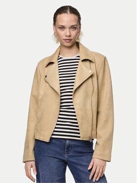 Pieces Pieces Dirbtinės odos striukė Beminda 17134838 Smėlio Regular Fit