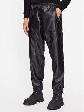 HUGO Hugo Hose aus Kunstleder Ganno 234 50501246 Schwarz Regular Fit