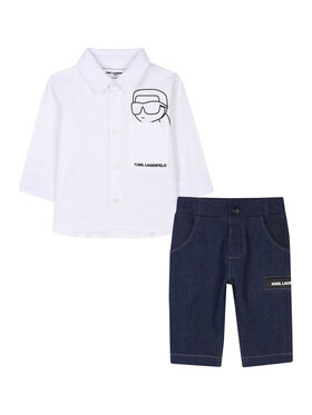 Karl Lagerfeld Kids Karl Lagerfeld Kids Set cămașă și pantaloni din material textil Z30505 S Bleumarin Regular Fit