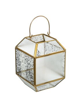 MIAhome MIAhome Lampion szklany SEIKAN 20X40X40 cm Złoty