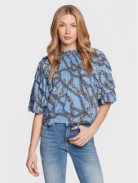 Silvian Heach Silvian Heach Blúzka GPP23181BL Modrá Regular Fit