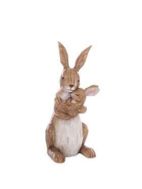 MIAhome MIAhome Figurka króliczka z malcem w objęciach CON AMORE-2 Brązowy