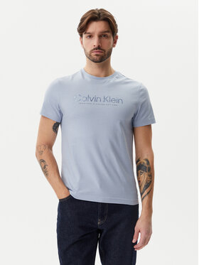 Calvin Klein Calvin Klein Tricou Satin Bonded Logo K10K114162 Albastru celest Regular Fit