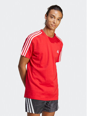 adidas adidas T-Shirt Essentials Single Jersey 3-Stripes T-Shirt IC9339 Czerwony Regular Fit