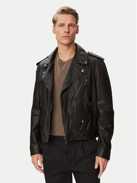 HUGO HUGO Кожено яке 50564071 Черен Regular Fit