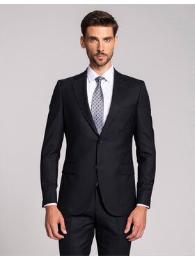 Borgio Borgio Marynarka rosolini_02 Granatowy Slim Fit