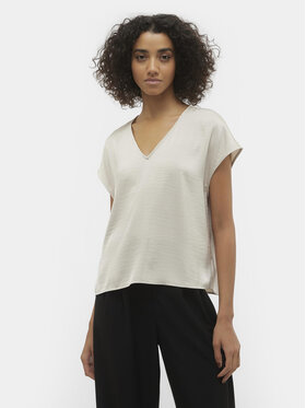 Vero Moda Vero Moda Marškinėliai Marys Dana 10300421 Écru Regular Fit