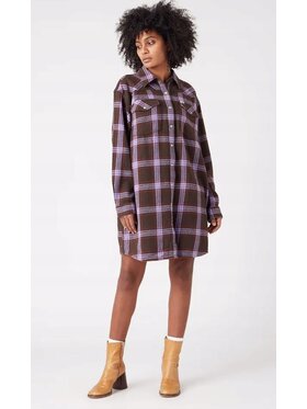 Wrangler Wrangler Sukienka koszulowa Mini Dress Brązowy Basic Fit