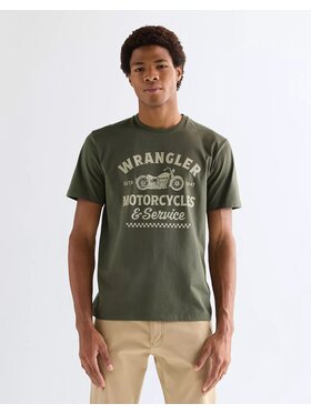 Wrangler Wrangler T-Shirt AMERICANA TEE Zielony Regular Fit