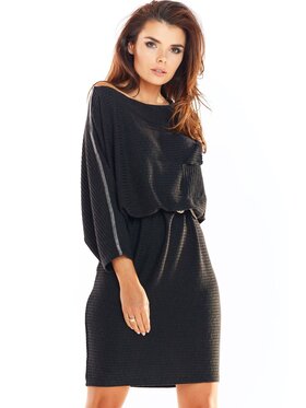 Awama Awama Sukienka dzianinowa A325 Czarny Basic Fit