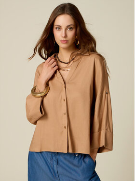 Oltre Oltre Koszula 5001J000818N022 Kremowy Regular Fit