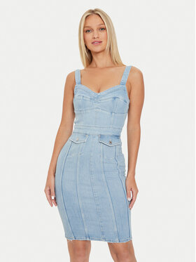 Guess Guess Дънкова рокля Lidia W4YK02 D5DX2 Син Slim Fit