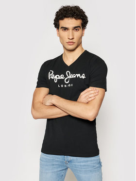 Pepe Jeans Pepe Jeans T-Shirt Original Stretch V PM500373 Černá Slim Fit