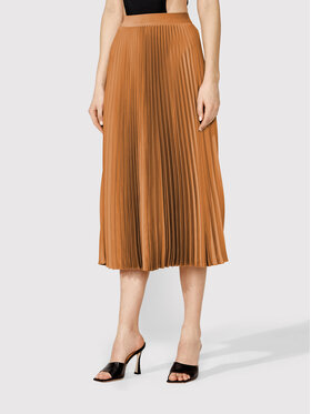 Simple Simple Plesirana suknja SDD006 Smeđa Regular Fit