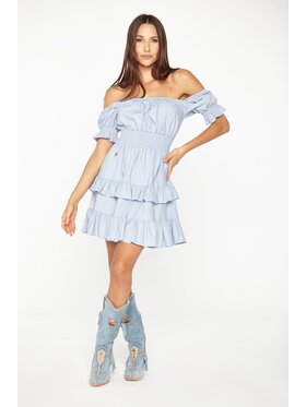 MANDRAGORA MANDRAGORA Vestito estivo Wiskoza- Len Lolipop Blu Flexible Fit