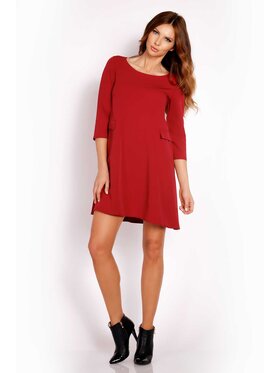 Awama Awama Sukienka codzienna L005 Bordowy Basic Fit