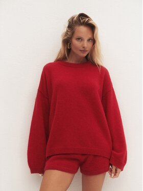Le Collet Le Collet Sweter DIANA Czerwony Oversize