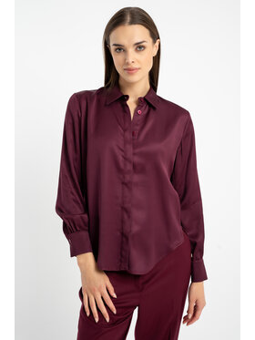 CLICK CLICK Koszula 10-6914 Bordowy Regular Fit