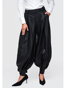 Ombre Ombre Spodnie materiałowe OW-PA-E0022 Czarny Relaxed Fit