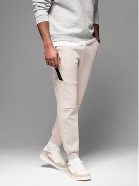 Ombre Ombre Spodnie dresowe OM-PASK-0226 Beżowy Regular Fit