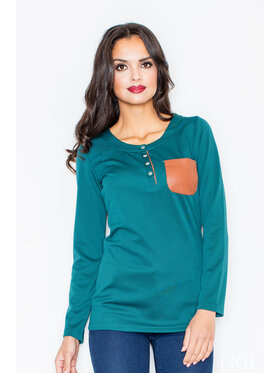 FIGL FIGL Bluzka M156 Zielony Regular Fit
