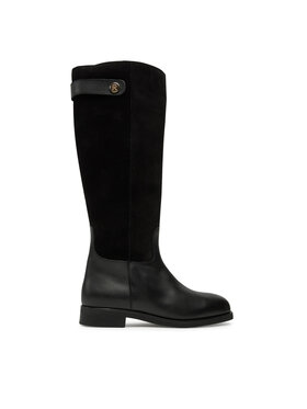 Tommy Hilfiger Tommy Hilfiger Csizma Th Stud Leather Mix Long Boot FW0FW08341 Fekete