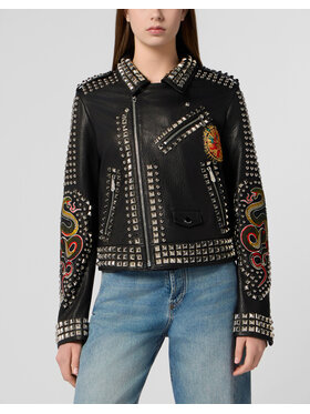 PHILIPP PLEIN PHILIPP PLEIN Kurtka skórzana 29007 Czarny Oversize