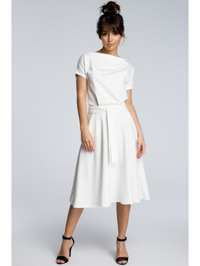 BeWear BeWear Vestito da giorno B067 Bianco Flare Fit