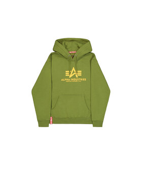 Alpha Industries Alpha Industries Bluza Basic Big Logo Hoodie Zielony Regular Fit