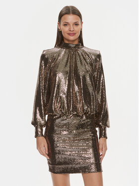 ViCOLO ViCOLO Coctailkleid FR0017 Goldfarben Regular Fit
