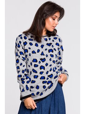 BeWear BeWear Sweter BK029 Szary Modern Fit