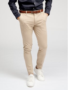 TeeShoppen TeeShoppen Spodnie garniturowe 'Perform Collection' Beżowy Slim Fit